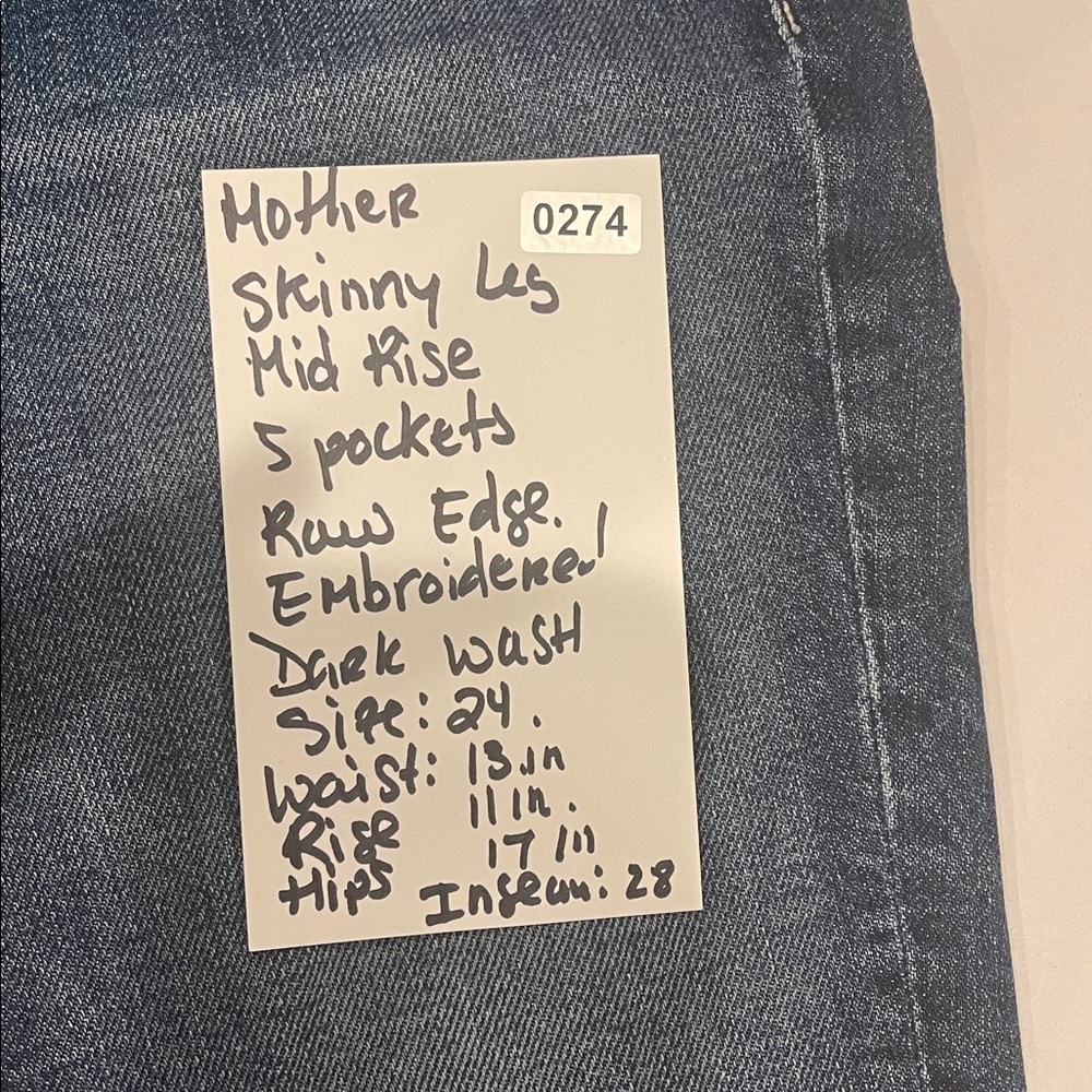 MOTHER The Dazzler Ankle Fray High Waist 24 Painfully Obvious Dark Wash skinny - Picture 10 of 11